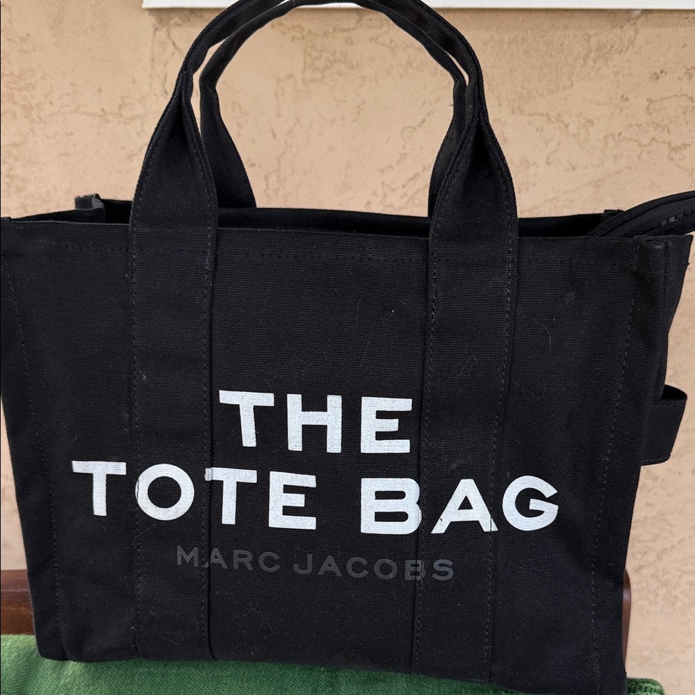 Source Unknown Black Canvas Tote with White Logo